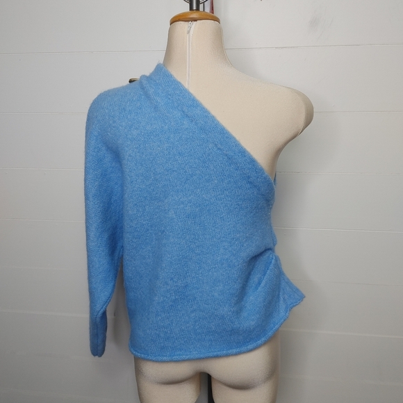 Zara one shoulder alpaca blend sweater size L - Picture 5 of 10